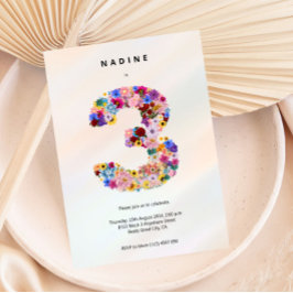 Meisjes 3e Verjaardag Derde Verjaardag Bloemenfees Kaart