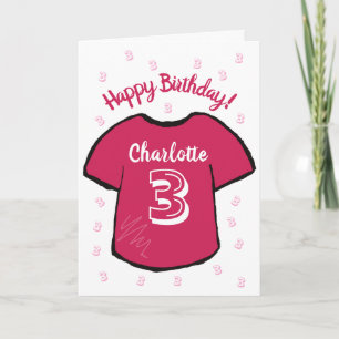 Meisjes 3e verjaardag football / voetbal shirt kaart