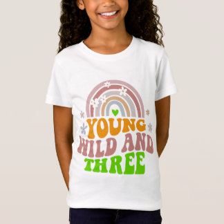 Meisjes 3e Verjaardag Kinder Jong Wild en Drie Ret T-shirt