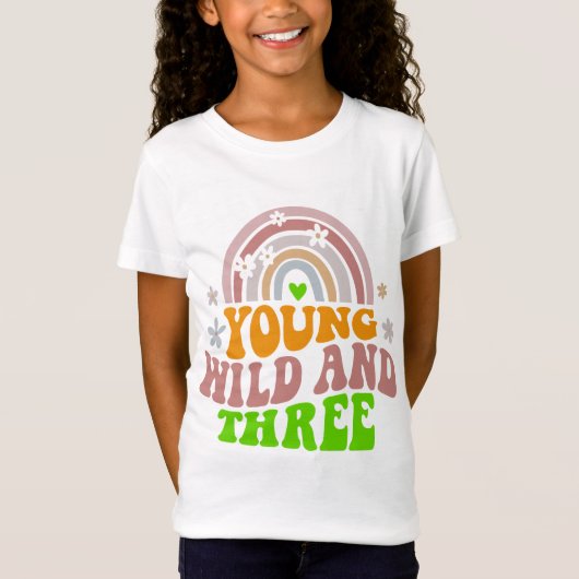 Meisjes 3e Verjaardag Kinder Jong Wild en Drie Ret T-shirt (Voorkant)