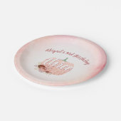 Meisjes 3e Verjaardag Roos Gouden Glitter Pompoen Papieren Bordje (Gekanteld)