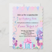 Meisjes 3e verjaardagsfeest kaart (Voorkant)