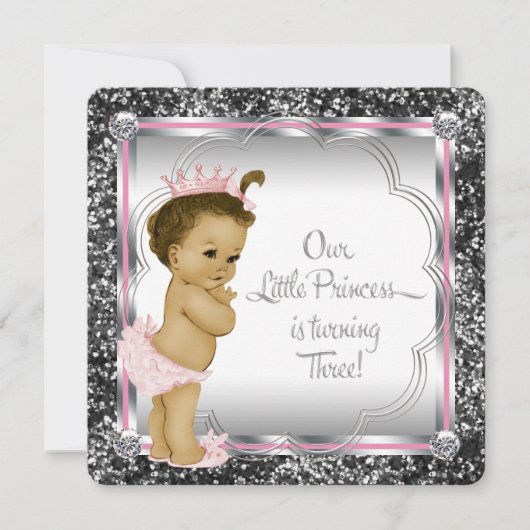 Meisjes 3e verjaardagsfeestje kaart (Voorkant)