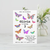 Meisjes 3rd Birthday Colorful Butterflies Art (Staand voorkant)