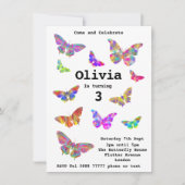 Meisjes 3rd Birthday Colorful Butterflies Art (Voorkant)