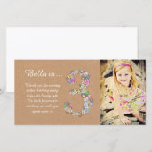 Meisjes 3rd Birthday Floral Bedankt voor je foto (Voorkant / Achterkant)