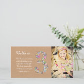 Meisjes 3rd Birthday Floral Bedankt voor je foto (Staand voorkant)