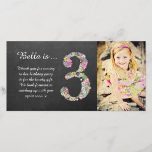 Meisjes 3rd Birthday Floral Bedankt voor je foto