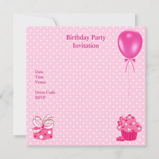 Meisjes 3rd Birthday Party Pink Spot Cake 3 Kaart (Achterkant)