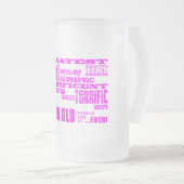 Meisjes 40e verjaardag Roze : Grootste veertig Matglas Bierpul (Voorkant rechts)