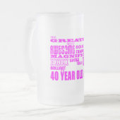 Meisjes 40e verjaardag Roze : Grootste veertig Matglas Bierpul (Voorkant links)