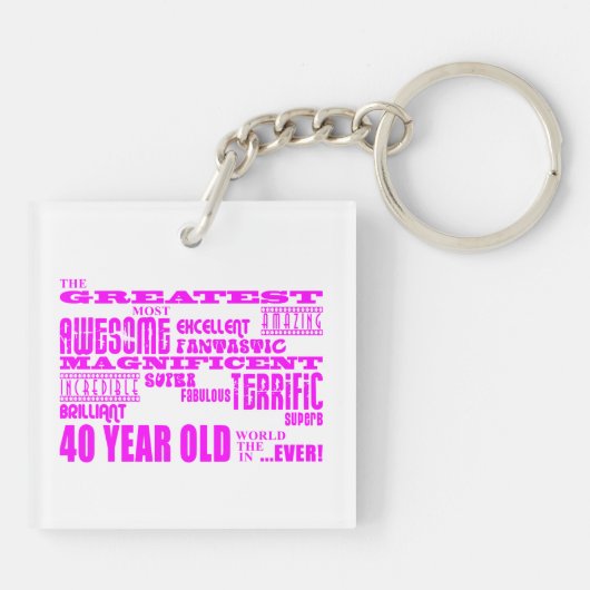 Meisjes 40e verjaardag Roze : Grootste veertig Sleutelhanger (Achterkant)