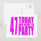 Meisjes 47e verjaardag: 47 Vandaag en klaar om te  Uitnodiging Briefkaart (Voorkant / Achterkant)