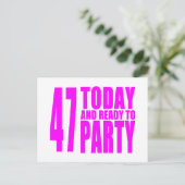 Meisjes 47e verjaardag: 47 Vandaag en klaar om te  Uitnodiging Briefkaart (Staand voorkant)