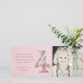 Meisjes 4e verjaardag Floral bedankt Foto (Staand voorkant)