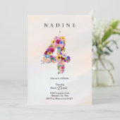 Meisjes 4e verjaardag Vierde verjaardag Bloemenfee Kaart (Staand voorkant)