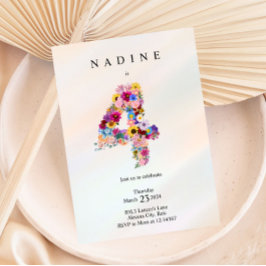 Meisjes 4e verjaardag Vierde verjaardag Bloemenfee Kaart