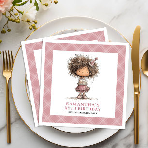 Meisjes 4e verjaardagsfeestje Gril stof dusty roze Servet