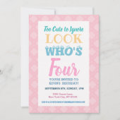 Meisjes 4th Birthday Invitation Gezegden Kaart (Voorkant)