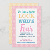 Meisjes 4th Birthday Invitation Gezegden Kaart (Voorkant / Achterkant)