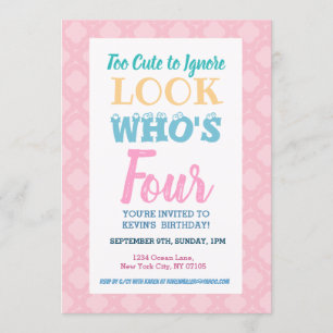 Meisjes 4th Birthday Invitation Gezegden Kaart