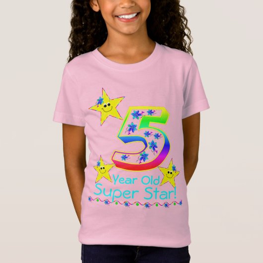 Meisjes 5 jaar oud superster Shirt (Voorkant)
