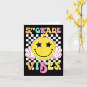 Meisjes 5e klas vibes glimlach gezicht terug naar kaart (Gele Bloem)