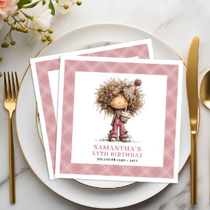 Meisjes 5e Verjaardagsfeestje Whimsical Humor Roze Servet