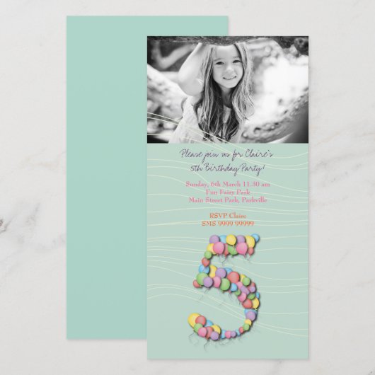 Meisjes 5th Birthday Party ballonnen (Voorkant / Achterkant)