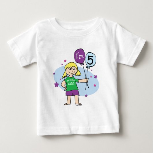 Meisjes 5th Birthday T-shirt (Voorkant)