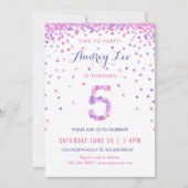 Meisjes 5th Birthday Vijfde Dag Confetti Kaart (Voorkant)