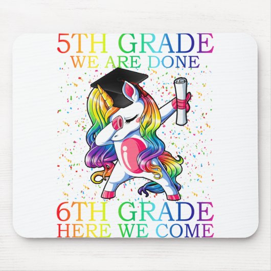 Meisjes 5th Grade Afstuderen Magical Unicorn Gift Muismat (Voorkant)