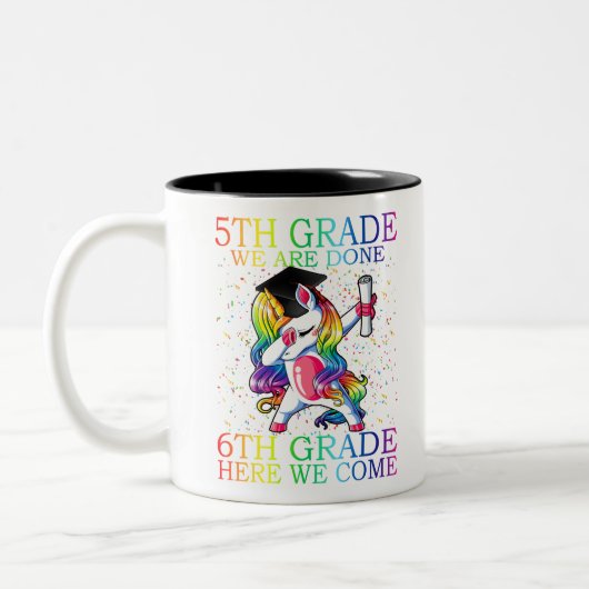 Meisjes 5th Grade Afstuderen Magical Unicorn Gift Tweekleurige Koffiemok (Links)