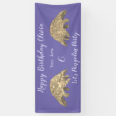 Meisjes 6e verjaardag Pangolin Paars Spandoek (Verticaal)