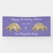 Meisjes 6e verjaardag Pangolin Paars Spandoek (Horizontaal)