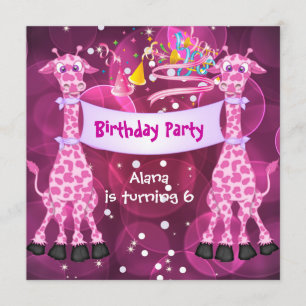 Meisjes 6e Verjaardagsfeest Roze Giraffe Kinder Ki Kaart