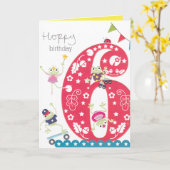 Meisjes 6th Birthday Card - Theme Kikkers Kaart (Gele Bloem)