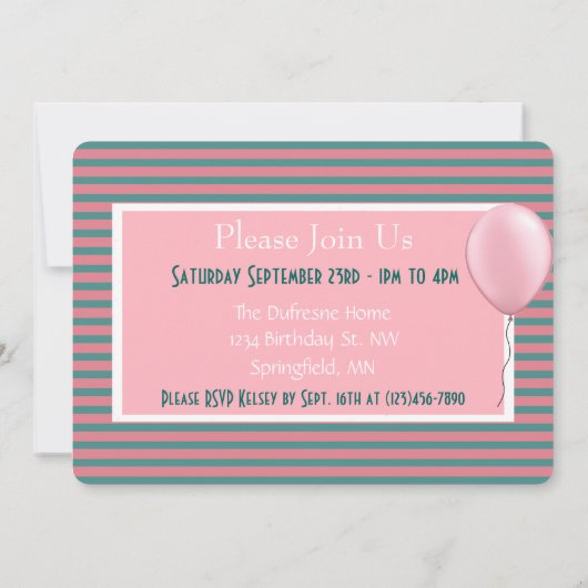 Meisjes 6th Birthday Party Invitation Kaart (Achterkant)