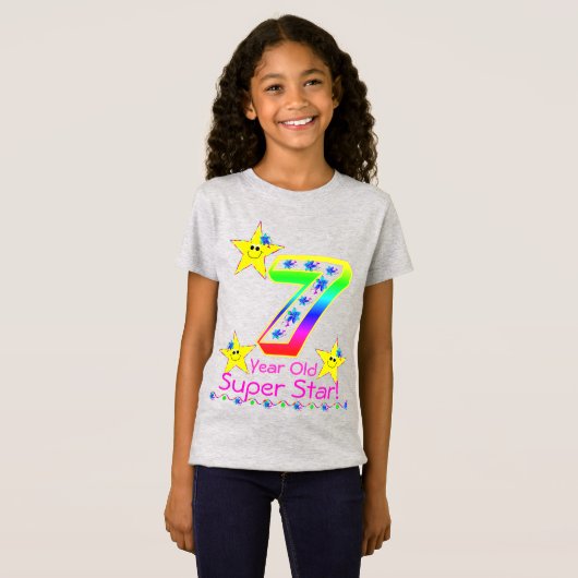 Meisjes 7 jaar oud superster Shirt (Voorkant volledig)