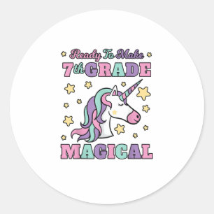 Meisjes 7e klas terug naar school Magische Eenhoor Ronde Sticker