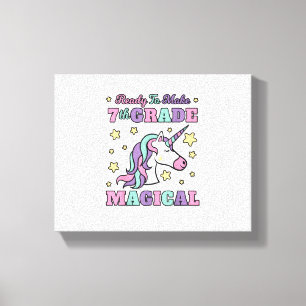 Meisjes 7e klas terug naar school Magische Eenhori Canvas Afdruk