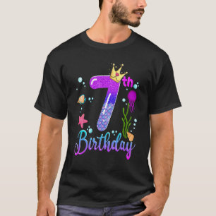 Meisjes 7e verjaardag Zeemeermin 7 jaar oud Prinse T-shirt