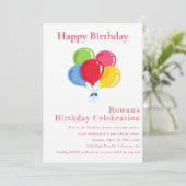 Meisjes 7e verjaardag Zevende verjaardag Balloon P Kaart (Staand voorkant)