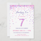 Meisjes 7e verjaardag Zevende verjaardag Confetti Kaart (Voorkant)