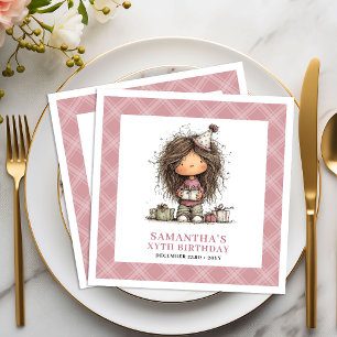 Meisjes 7e Verjaardagsfeestje Grappige Roze Servet