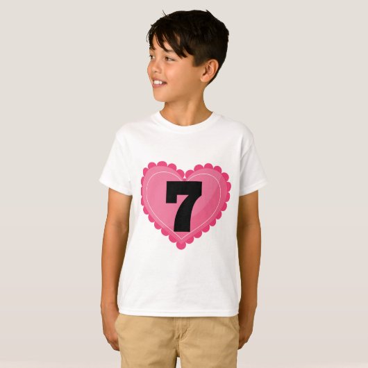 Meisjes 7th Birthday Heart T-shirt (Voorkant volledig)