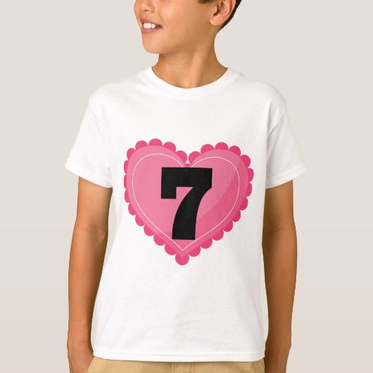 Meisjes 7th Birthday Heart T-shirt (Voorkant)