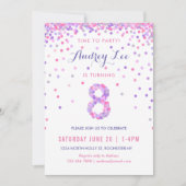 Meisjes 8e verjaardag Achtste verjaardag Confetti Kaart (Voorkant)