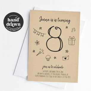 Meisjes 8e verjaardag Party uitnodiging