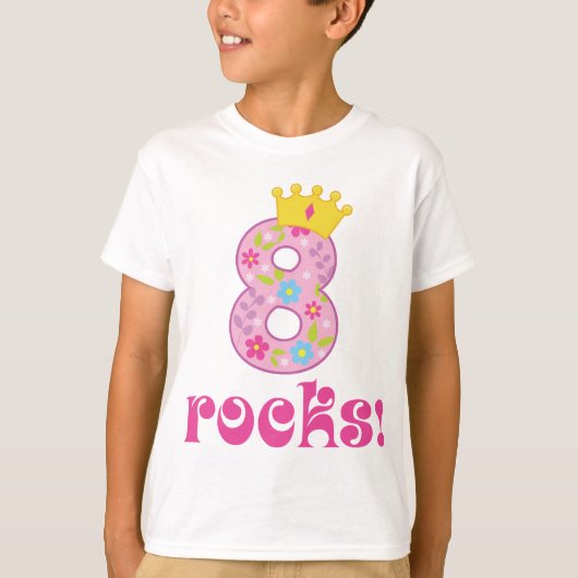 Meisjes 8th Birthday Crown T-shirt (Voorkant)